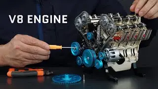 Building a V8 Gasoline Engine - Mini Full Metal 8-Cylinder 4-Stroke Car Engine Model Kit Assembly