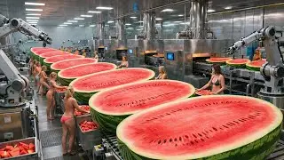 Inside a Modern Watermelon Processing Plant 2030: From Whole Melons to Sweet Red Juice- Full Process