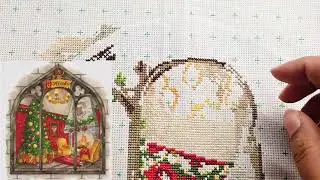 FLOSSTUBE #362 Stitch With Me | Gryffindor | cross stitch kit | 십자수 | 그리핀도르 |해리포터 | 크리스마스 Christmas