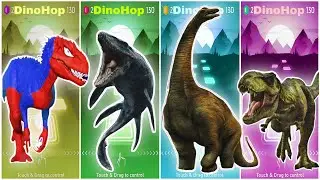 🦕JurassicWorld Indoraptor🆚The Mosasaurus🆚The Spinosaurus🆚The Tyranosaurus CoffinDance Song TilesHop