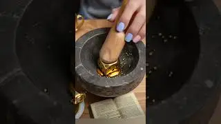 ASMR crushing gold dice with wooden pestle #asmr #aiart #crush #oddlysatisfying #mesmerizing