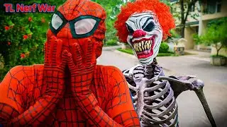 TL Nerf War: Captain Spider Man X Warriors Nerf Gun Fight Mask Criminal Group human skeleton monster