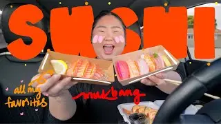 FAVORITE SUSHI MUKBANG 먹방 Salmon + 5pc Sushi + HUGE TIGER ROLL | Goodbye 20s