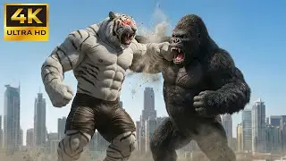 🦍 KONG vs GIANT WHITE TIGER: Epic Battle 4K 🐯 Monster Fight
