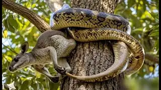 Kangaroo Trapped in a Tree by a Python#zoon#Wild animal#Animal wars#Animal world