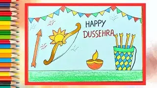 Dussehra drawing//Dussehra poster drawing//Vijay dashmi drawing//Ravan poster drawing//Chart//Easy//