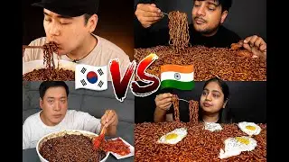 MUKBANG Faceoff KOREAN SPICY NOODLES vs INDIAN SPICES
