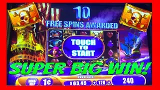 **SUPER BIG WIN + PROGRESSIVE!** Pirate Ship Slot Machine Bonus Wins!