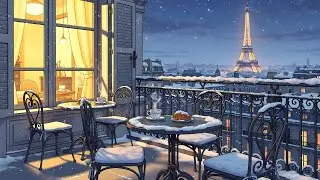 Snowy Winter Paris Lofi 🌨️ Jazz Beats + Cozy Ambience to Study Deeply & Relax