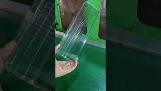 Transparent storage box without lid; rectangular plastic box.