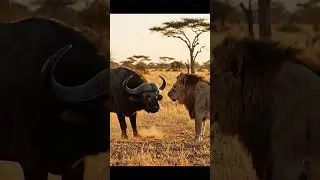 lion vs buffalo #trending #animals #animals #baffalo #viral #lion #like