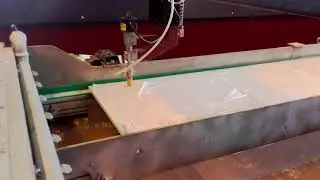 Automatic Waterjet cutting line for kitchen top by Waterjet Corporation srl