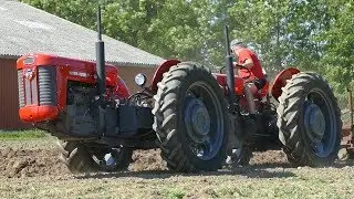 Massey Ferguson 65 Tandem Tractor Ploughing in Hard Soil w/ 5-Furrow Plough | Ferguson Days 2018