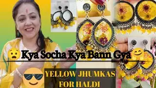 Resin Jhumka Designs Perfect for Haldi🌸💛 | diy yellow earrings 😃✌🏻| Yellow Jewellery haul💛😎