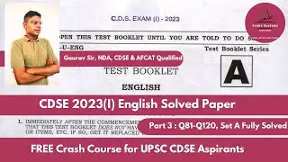 CDSE 2023 (I) English Part 3 | CDS 1 2023 English Solved Paper #cdse #cds  #upsc #English #ima #ota