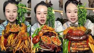 🔥 Homemade Mukbang | Braised Pork, Water Spinach, Eggs & Super Spicy Chili 🌶️ | Super delicious