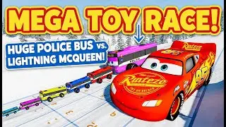 Big & Small McQueen &  Big & Small  Police Bus,(Winter map) Giant Pit & Downhill Race &ndash; BeamNG.drive