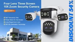 LS VISION 20MP Three Screens WiFi Security Camera Outdoor 10X Optical Zoom Four Lens Auto Tracking