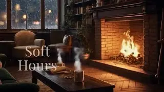 2HR Cozy Library Cafe with Music, Fireplace & Rain | Relax & Study