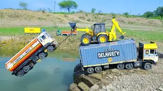 BharatBenz 4228R Petrol Tanker TATA 2518 Container Accident Pulling Volvo Truck JCB Airplane ? CSToy