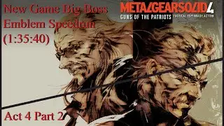 Metal Gear Solid 4 - New Game Big Boss Emblem Speedrun (1:35:40) Act 4 [2/2]