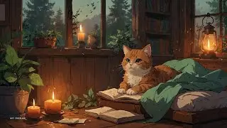 Lofi Cozy Cat  & Candlelight Ambience for Relax & Study