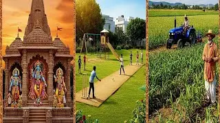 Mini vlog going in radha krishna temple 🛕, play ground 🏏 and crop farm 🚜👨&zwj;🌾
