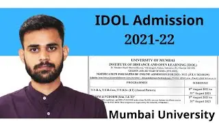 IDOL Online Admission 2021-22 | TYBCOM | TYBA | IDOL Mumbai University Admission 2021-22