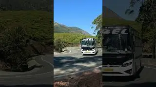 Bus & Car Travelling Hills Munnar Hairpin Bend Kerala