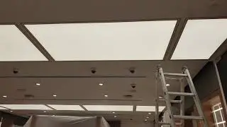 Stretch ceiling with backlit flushed