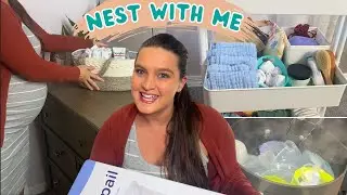 NEST WITH ME AT 35 WEEKS PREGNANT | Organizing the diaper cart & sterilizing bottles