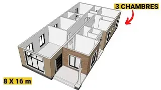 PLAN DE MAISON MODERNE 8 x 16 m || SMALL HOUSE DESIGN