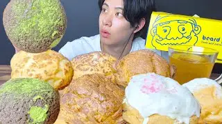 ASMRビアードパパの期間限定シュークリームを食べ尽くす [Mukbang/Eating Sounds]モッパン