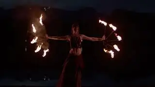 Folding Fire Fans Performance in Slow Motion - Midori Ryans