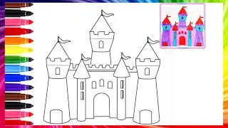 Easy Drawing of a Castle, Draw and Colora Castle | Colour and Colour