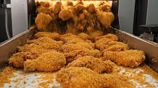 Inside KFC's modern closed production line: perfectly crispy golden chicken thighs (Full process)