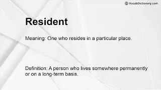 Resident Meaning