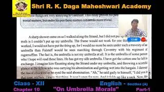 12 English Ch-10 'On Umbrella Morals' Part-1