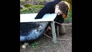 Outdoor wood fired bathtub #shorts #bushcraft #survival #camping #outdoors #diy #homemade #nature