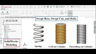 Part Modeling: Swept Boss and Swept Cut. #solidworks #cad #spring #helicalspring #engineering #3d