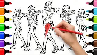 KPop Demon Hunters Coloring Pages | Saja Boys Dance | Satisfying Coloring Kpop Characters | DWH