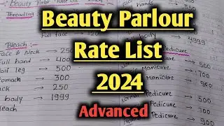 Beauty parlour rate list 2024 || Beauty parlour price list advanced|| Beauty parlour course||