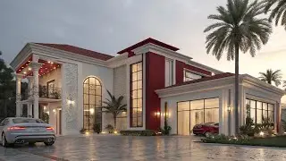 Luxury Modern Red & White Mansion | Elegant Villa Exterior Design & Architecture | Dream Home 4K