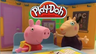 Peppa Pig Schoolhouse PlaySet PlayDoh Books & Madame Gazelle by DisneyToysReview