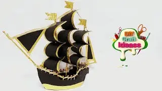 how to make a cardboard pirate ship | Ship making with cardboard and paper | Newspaper