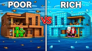 JJ and Mikey : POOR vs RICH Moder Water Family House Battle in Minecraft ! - Maizen