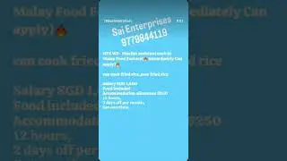 SINGAPORE VISA AVAILABLE FOR MUSLIM ASSISTANT COOK #singapore #singaporejobsforindians