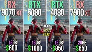 RX 9070 XT vs RTX 5080 vs RTX 4080 vs RX 7900 XT - Test in 20 Games