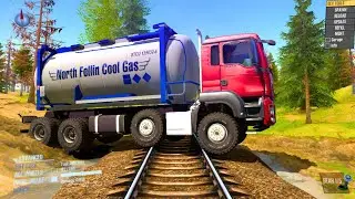 Trucks vs Train Tracks Gameplay P2 | Extreme Railway Crossing Challenge - Spintires: Mudrunner