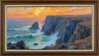 Sunset Coastal Cliffs | 4K Frame Art TV Screensaver | Digital Frame Art Gallery